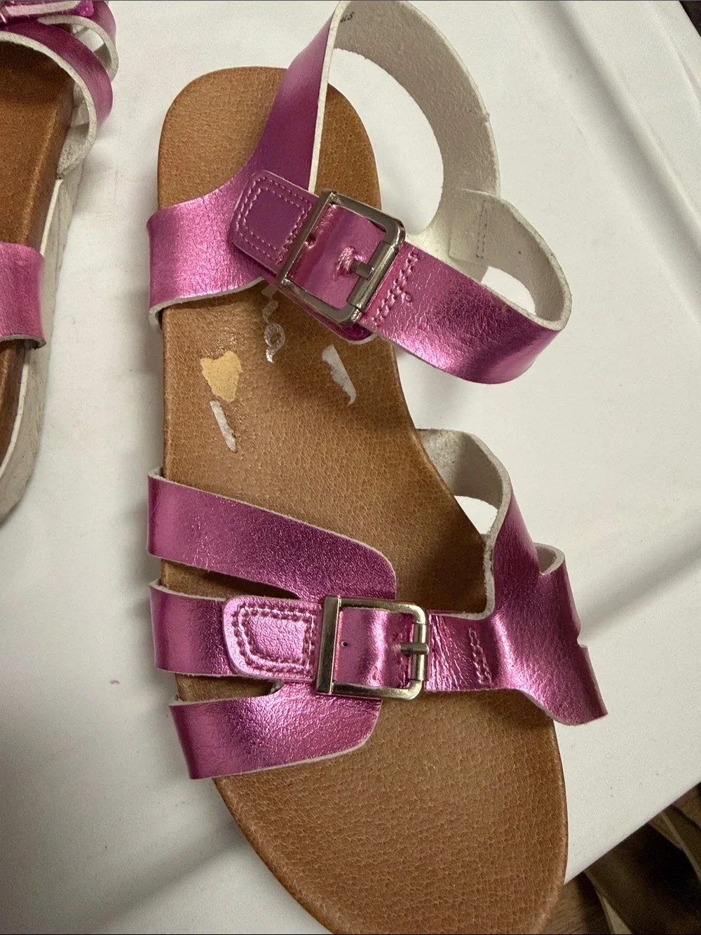 Nina Lacey Big Girls Metallic Adjustable strap Sandals